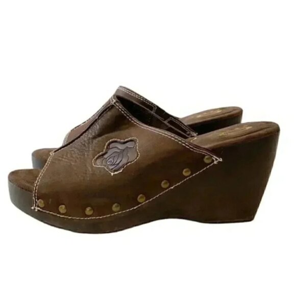 Chunky Platform Wedge Y2K Slide Mule Comfort Sandals Dark Chocolate Brown 9 - Picture 5 of 14